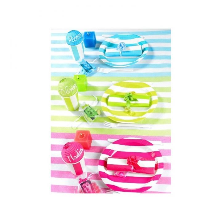 Chemin De Table Intissé Rayé Fushia Blanc 5 M pour Chemin De Table Fushia