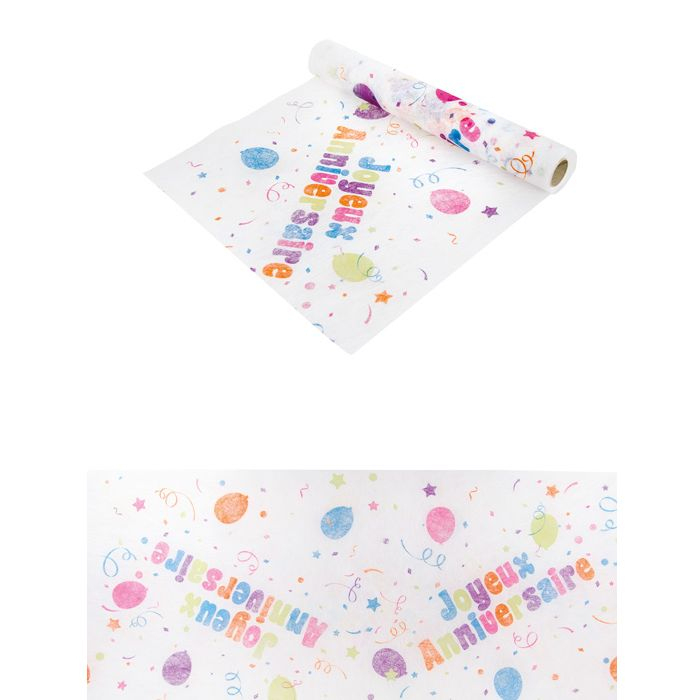 Chemin De Table Joyeux Anniversaire Multicolore 5M. encequiconcerne Chemin De Table Joyeux Anniversaire