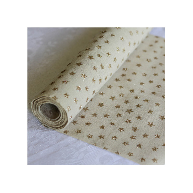 Chemin De Table Lin Étoiles Doré concernant Chemin De Table Etoile