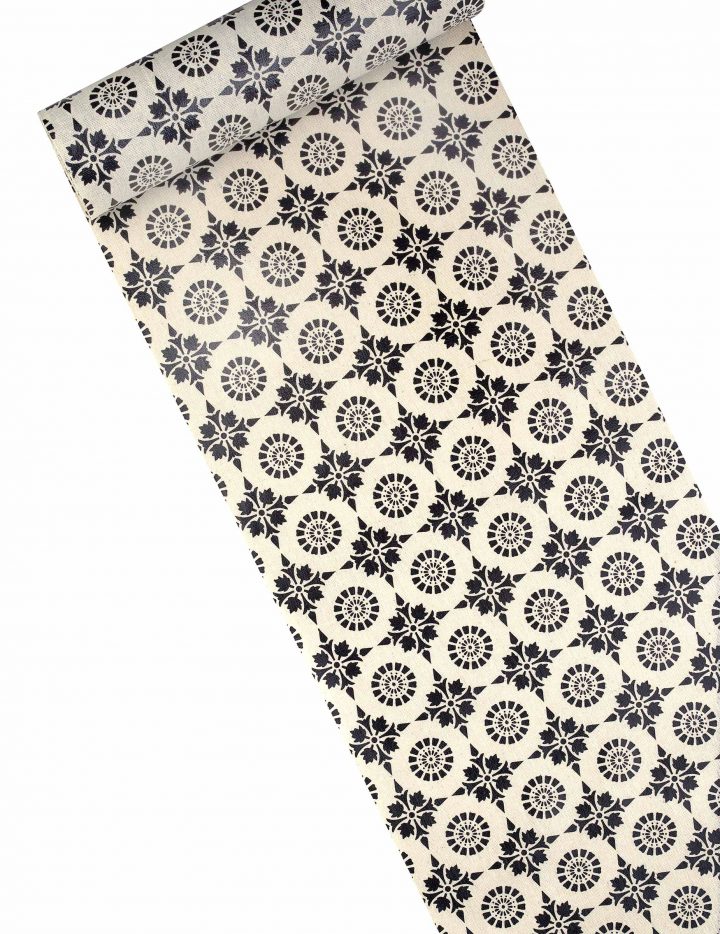 Chemin De Table Lin Floqué Noir Boho 28 Cm X 5 Mètres avec Chemin De Table Lin Mariage