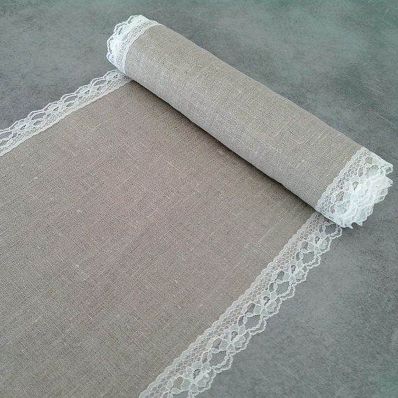 Chemin De Table Lin Naturel Et Dentelle Pour Par pour Chemin De Table Lin Mariage
