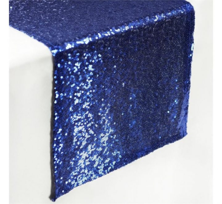 Chemin De Table Mariage Sequin Bleu Marine – Les Couleurs à Chemin De Table Bleu Canard