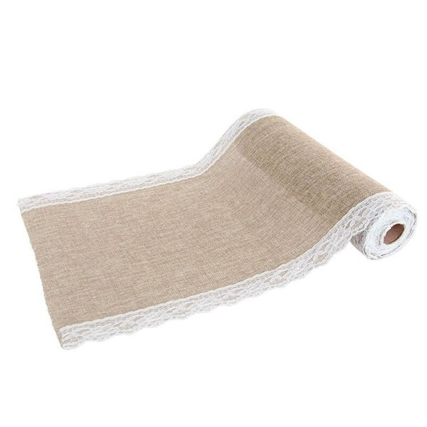 Chemin De Table Mariage Vintage En Toile De Jute Et Aux encequiconcerne Chemin De Table En Toile De Jute