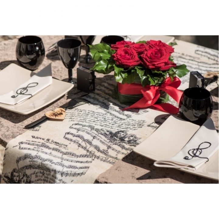 Chemin De Table Musique Ange Coton 3 M : Achat Chemins De dedans Chemin De Table Musique