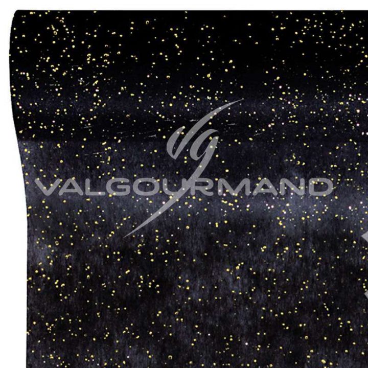 Chemin De Table Noir Pailleté Or 30Cm X 10M encequiconcerne Chemin De Table Foot