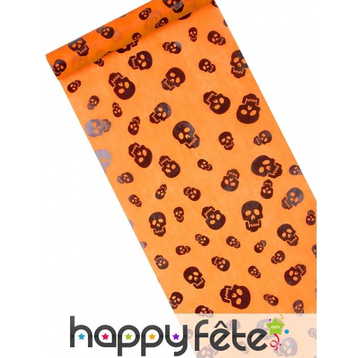 Chemin De Table Orange Et Têtes De Mort 29Cmx5M serapportantà Chemin De Table Orange