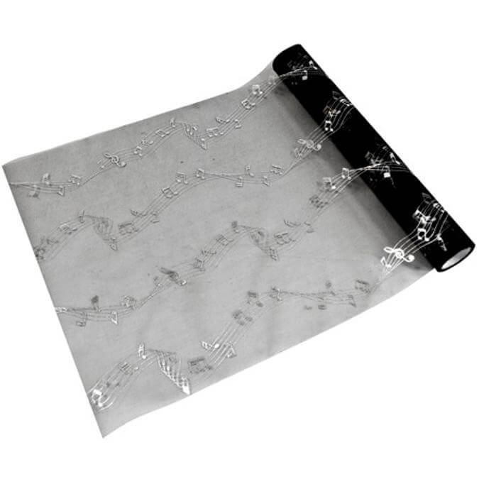 Chemin De Table Organza Musique Noir / Argent X1 Ref/Org415 à Chemin De Table Musique