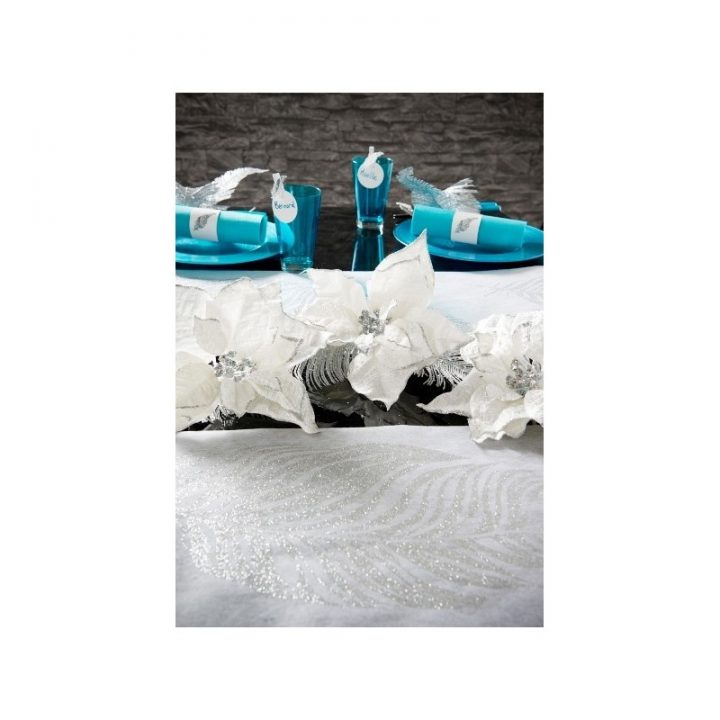 Chemin De Table Plume Argent Pailleté 5 M : Achat Chemin à Chemin De Table Pailleté