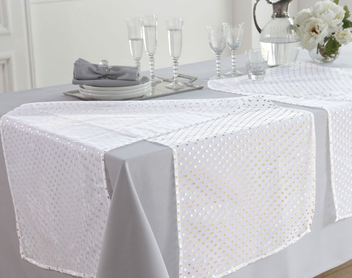 Chemin De Table Réversible Doré / Argenté En Organza | Becquet serapportantà Chemin De Table Doré