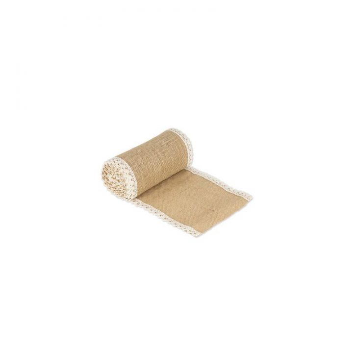 Chemin De Table Toile De Jute Et Dentelle – Larg 20 Cm destiné Chemin De Table En Toile De Jute