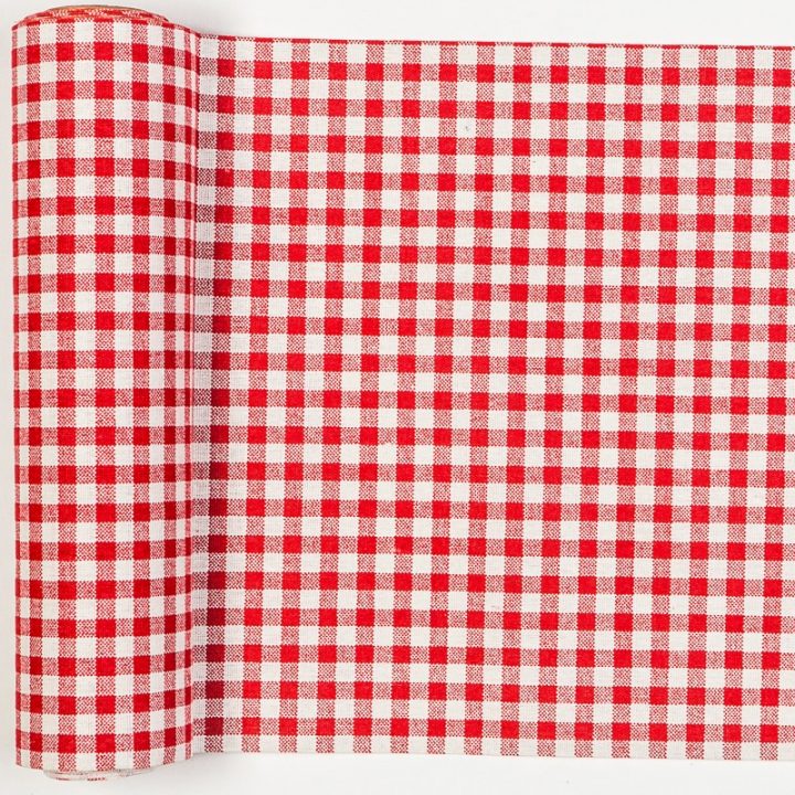 Chemin De Table Vichy En Tissu Blanc/Rouge avec Chemin De Table Intissé Rouge