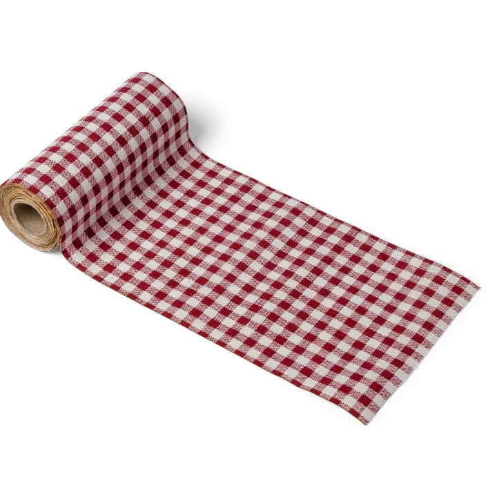 Chemin De Table Vichy Rétro En Lin Rouge Et Blanc pour Chemin De Table Vichy