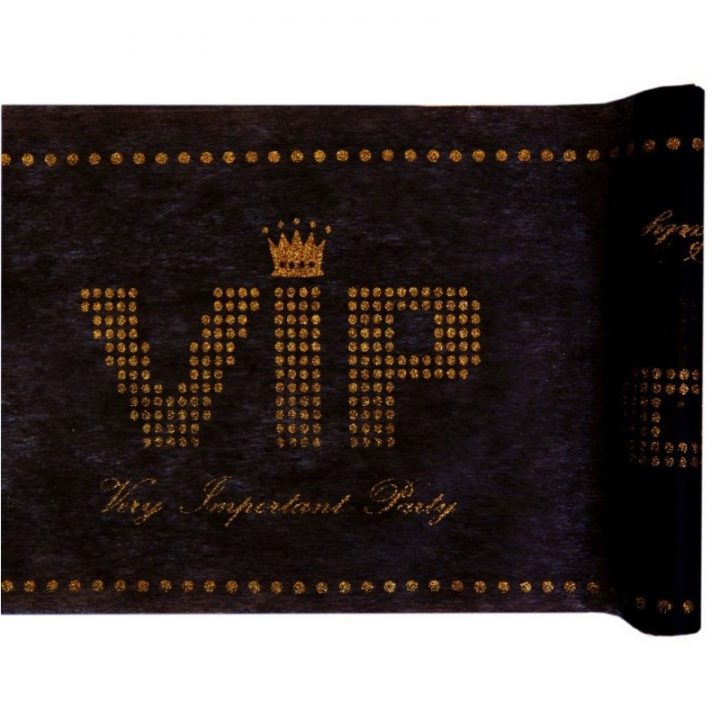 Chemin De Table Vip Intissé Noir Pailleté Or 5 M Chemins avec Chemin De Table Pailleté