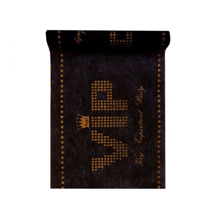 Chemin De Table Vip Intissé Noir Pailleté Or 5 M Chemins intérieur Chemin De Table Pailleté