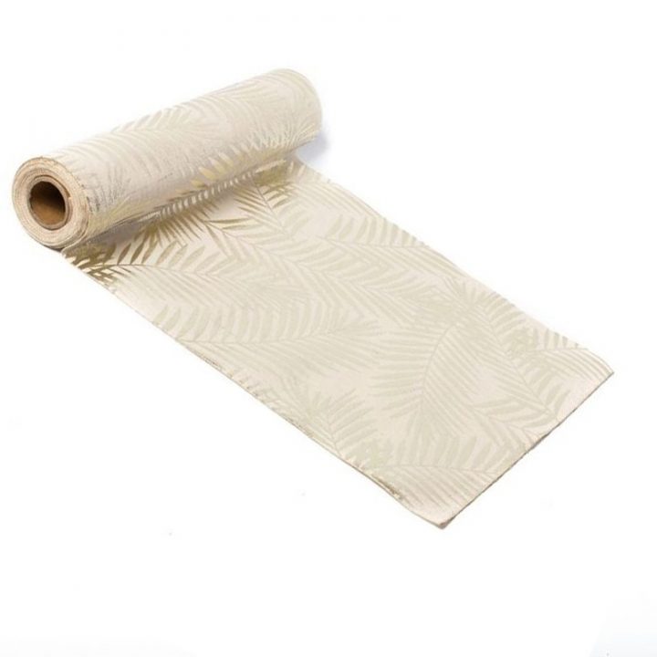 Chemin Table Lin Palmier Doré 28Cm X 5M dedans Chemin De Table Doré