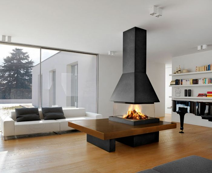 Cheminée Centrale À Foyer Fermé Ou Cheminée Traditionnelle avec Cheminée Au Gaz