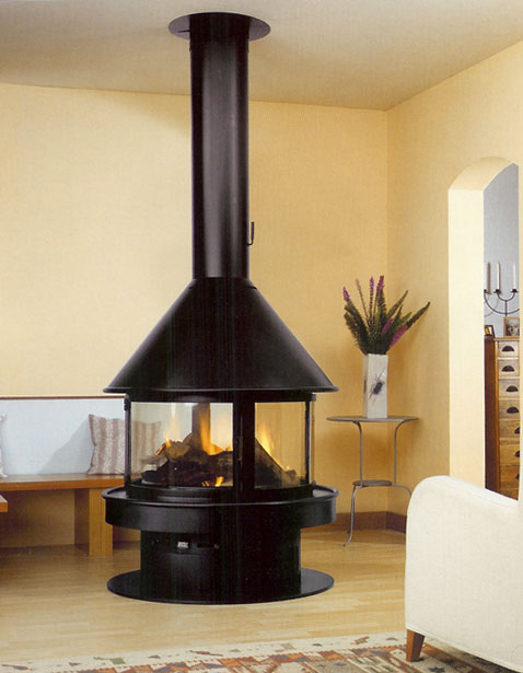 Cheminée Centrale Ronde, Le Luxe Et Une Puissante Chaleur dedans Cheminée Electrique Pas Cher