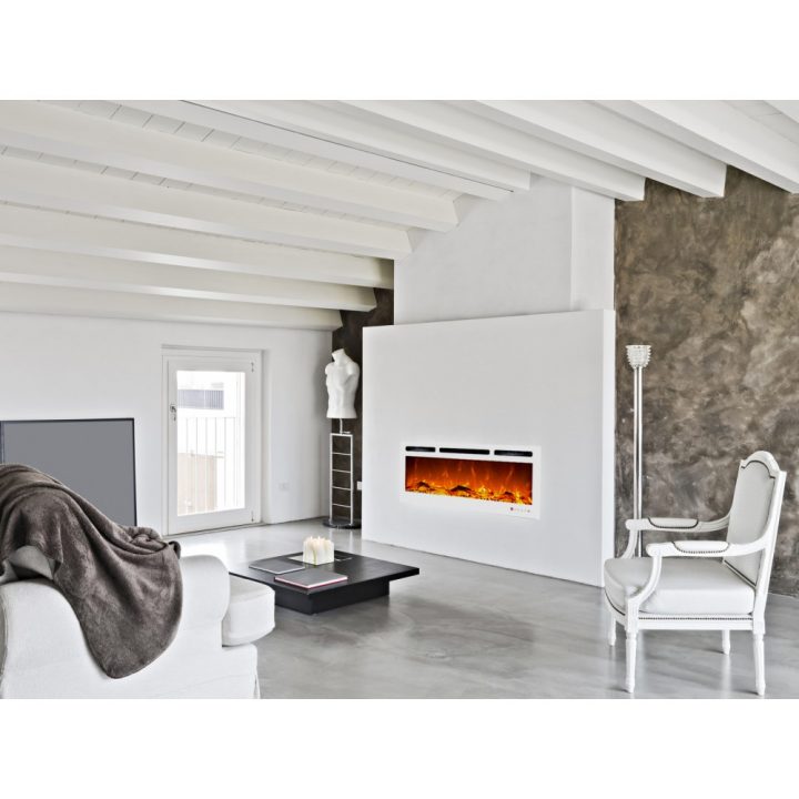 Cheminée Électrique 128Cm Encastrable Kamin White Nice 50 concernant Cheminée Electrique But