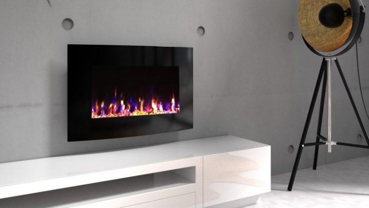 Cheminée Électrique Arrondie Avec Led Multicolores Black serapportantà Chemine Electrique