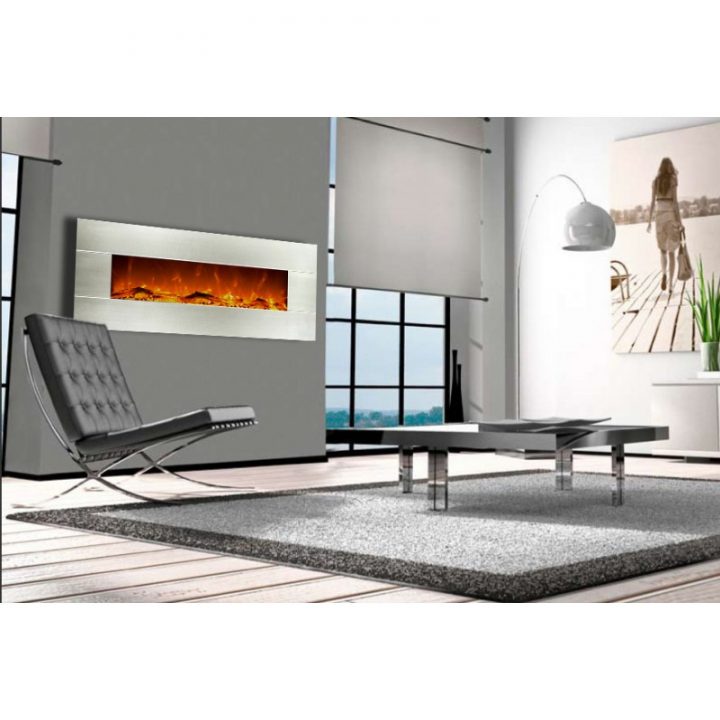 Cheminée Électrique Décorative 128Cm Inox Kaminox 50 avec Cheminée Electrique Decorative