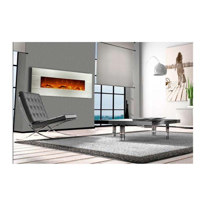 Cheminée Électrique Décorative 128Cm Inox Kaminox 50 intérieur Cheminée Electrique But