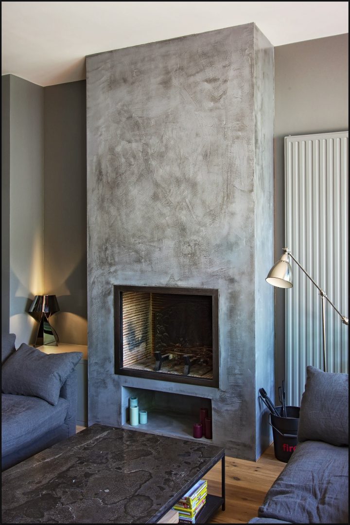 Cheminée Habillé De Béton Ciré En 2019 | Moderniser Une avec Cheminée Bois Moderne