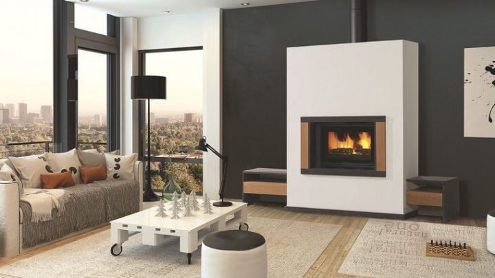 Cheminée Sur Coffrage À Réaliser À La Pose. Cadre Et serapportantà Cheminée Bois Moderne