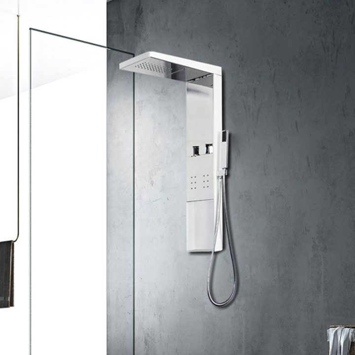 Colonne De Douche Blanche Hydromassante S051W, Colonne D encequiconcerne Colonne De Douche Hydromassante Encastrable