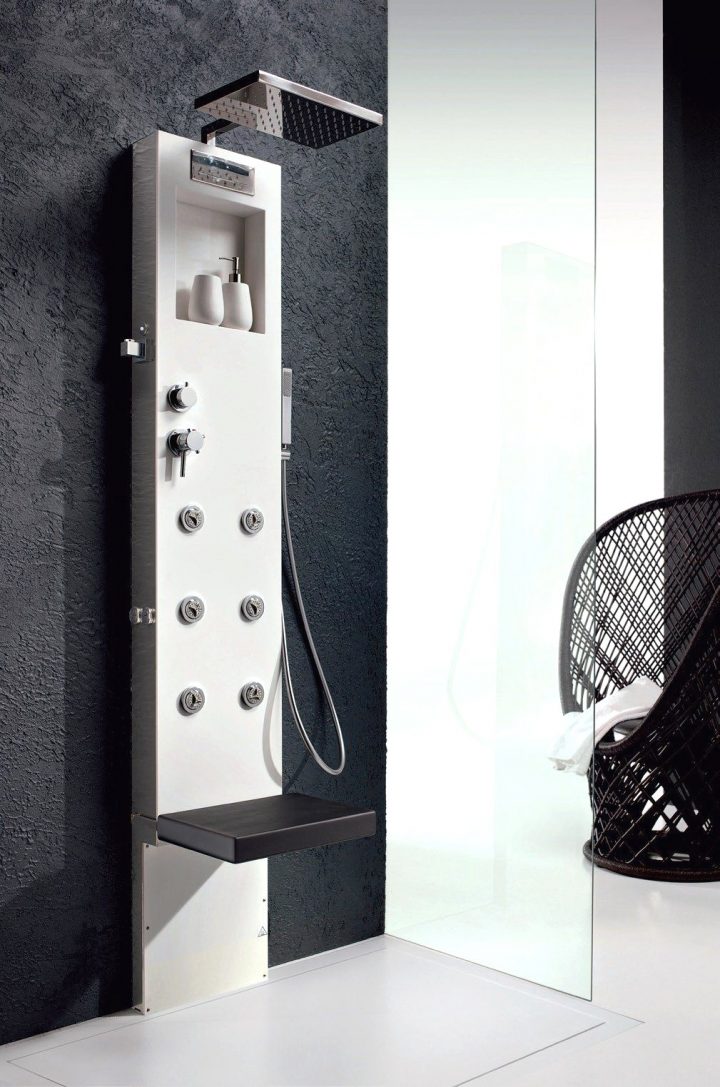 Colonne De Douche Italienne Rigenera 199X35X11 Avec intérieur Colonne De Douche Blanche Design