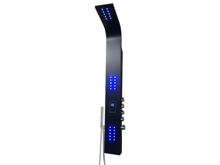 Colonne Douche Hydromassante Leds Chakra Iv Noire – 20*165Cm pour Colonne De Douche Hydromassante Thermostatique