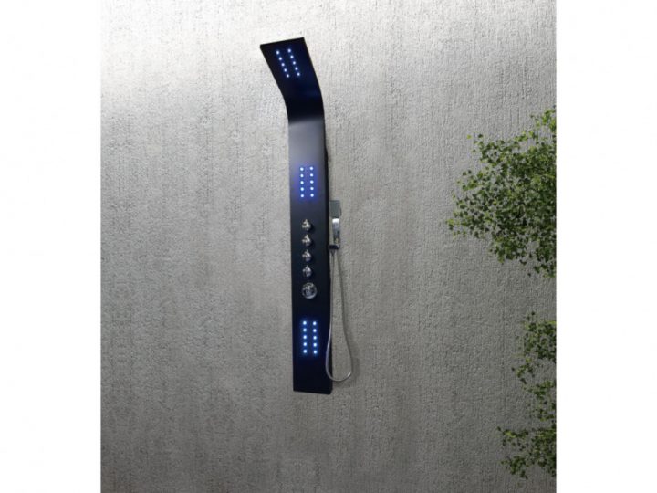 Colonne Douche Hydromassante Leds Felicita Noire 50 Micro-Jets tout Colonne De Douche Hydromassante Thermostatique