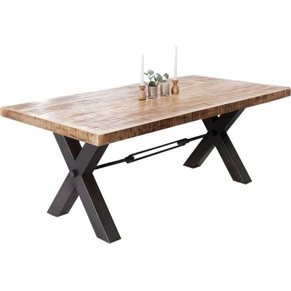 Comforium – Table À Manger Design 200 Cm En Bois Massif Et avec Table Salle A Manger Bois Et Fer