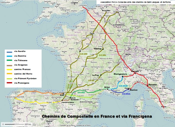 Complete Route Wall Map | Camino De Santiago Forum destiné Chemin De Compostelle Arles