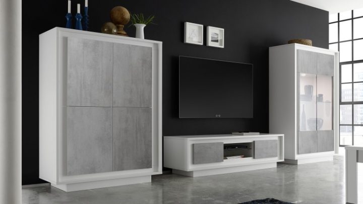 Composez Votre Salle À Manger Solna Blanc Mat Et Béton tout Rangement Salle À Manger