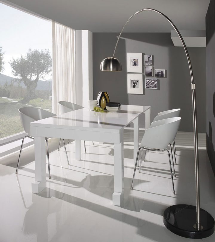 Console Murale Transformable En Table À Manger Blanc Laqué dedans Table Salle A Manger Blanc Laqué