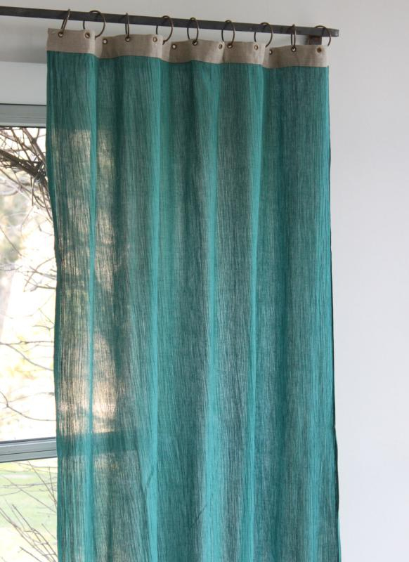 Crepon Voilage En Coton – Canard serapportantà Rideaux Occultants Bleu Canard