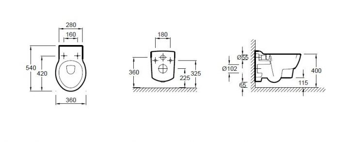 Cuvette Wc Suspendue Ove L 36 Avec Abattant À Descente avec Dimension Toilette Suspendu