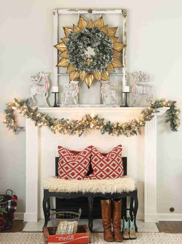 Déco Cheminée Noël – 65 Idées Pour Une Joyeuse Fête tout Cheminée De Noel