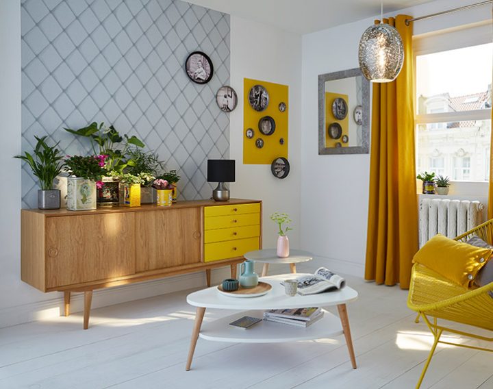 Deco Salon Rideau Jaune serapportantà Rideau Gris Jaune