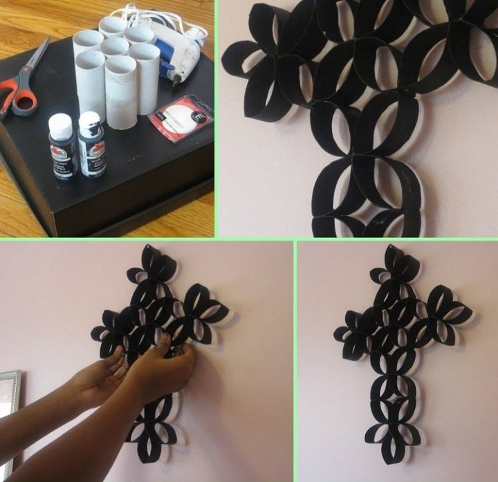 Décoration Murale Diy En Rouleaux De Papier Toilette Vides à Fleur Avec Rouleau Papier Toilette