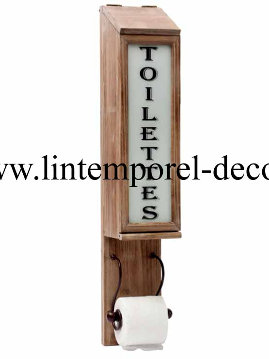 Dérouleur Papier Wc Réserve – Bois — Lintemporel-Deco.fr® intérieur Reserve Papier Toilette