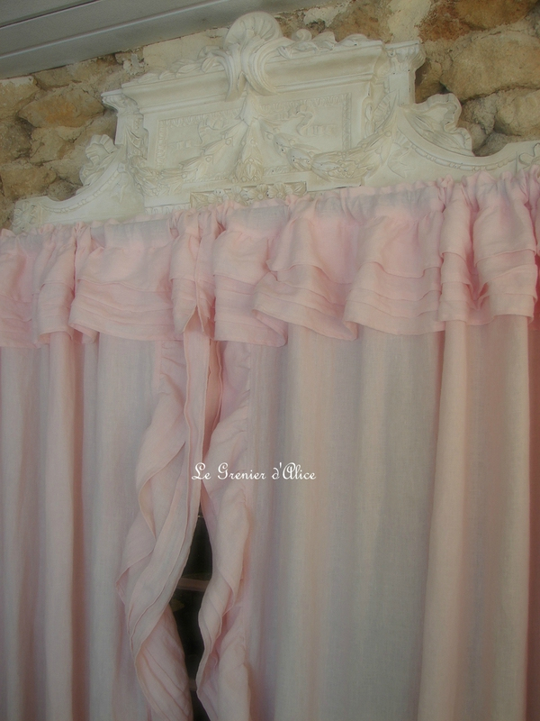 Des Rideaux Shabby Chic Lin Stone Washed Rose Poudré | Le intérieur Rideaux Shabby Chic