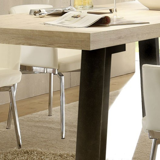 Détail Table À Manger Bois Et Métal dedans Table Salle A Manger Metal Et Bois