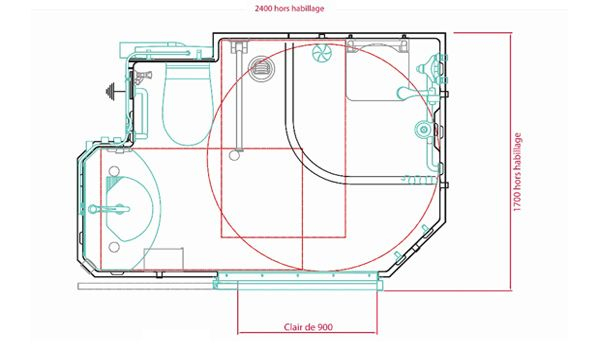 Dimensions Et Plan De La Salle D'Eau Préfabriquée pour Toilettes Handicapés Dimensions