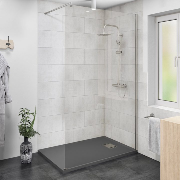 Douche À L'Italienne Easy, Avec Receveur Slate Gris 90X140 concernant Receveur Douche 90X140 Douche À L'Italienne Easy, Avec Receveur Slate Gris 90X140 concernant Receveur Douche 90X140