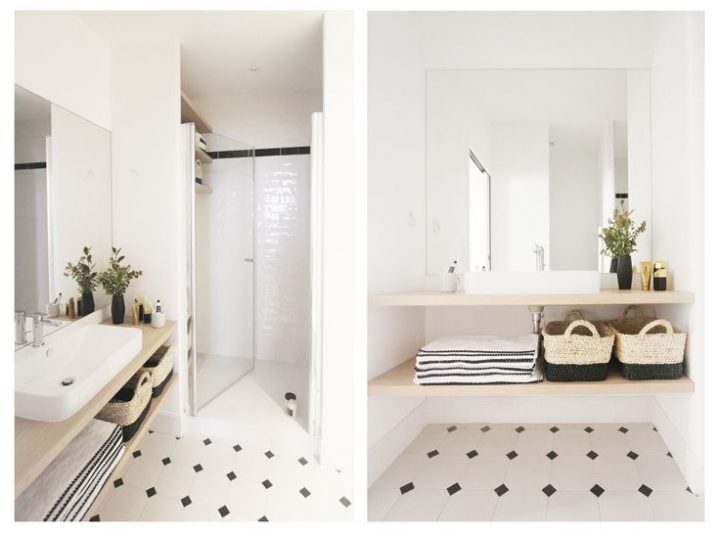 Douche En Niche, Plan De Toilette En Bois Avec Vasque tout Plan De Toilette Bois