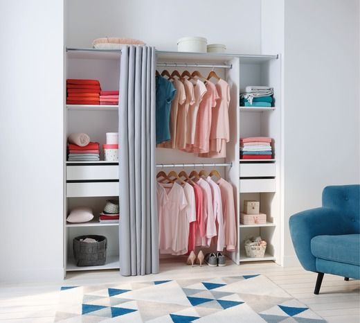 Dressing Blanc Avec Rideau (Avec Images) | Dressing Blanc encequiconcerne Rideau Pour Penderie