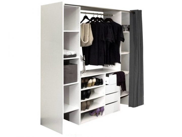 Dressing Extensible Chica 2 Colonnes 4 Tiroirs Blanc Avec intérieur Rideau Lumineux Led Pas Cher