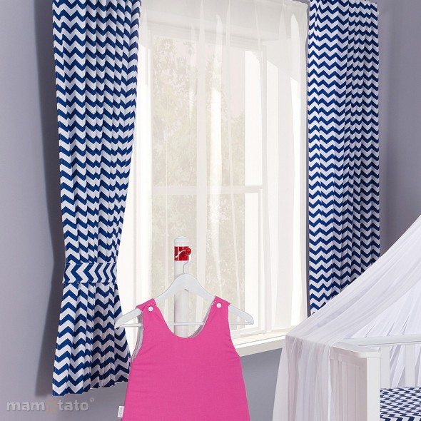 ᐅ Rideau Bébé Garçon Motif Zigzag Bleu • Jurassien pour Rideau Enfant Garcon
