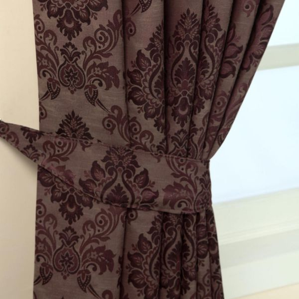 Embrasses De Rideaux Jacquard 66 Cm Damassé Floral Aubergine encequiconcerne Rideaux Aubergine